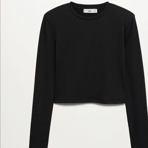 Mango rubbed long sleeve cropped tee